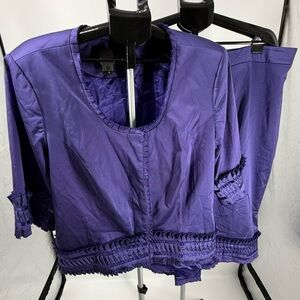 🎈SALE WOMENS ASHRO FASHION DEEP PURPLE RUFFLED CHURCH 2 Pc SKIRT SUIT Sz 22W NEW